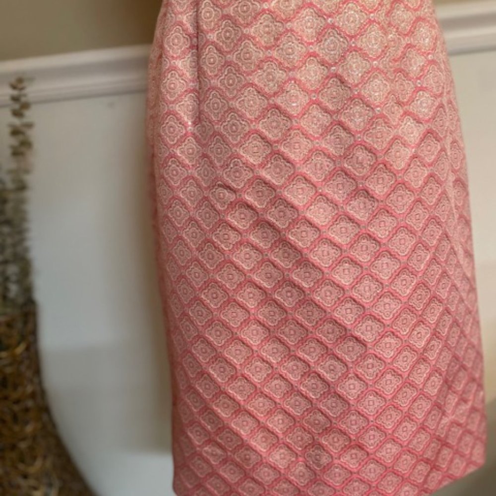 Escada Sz 36 Pink, Sliver, Gold Strapless Brocade Evening Dress - Picture 5 of 15